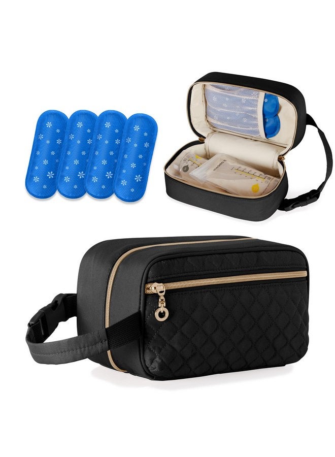 Damero Damero Breastmilk Cooler Bag with 4 Ice Packs -Breastmilk Cooler Travel Bag Organizer with Detachable Buckle Handle for Daycare and Breastfeeding Mom,Black  - Image 1