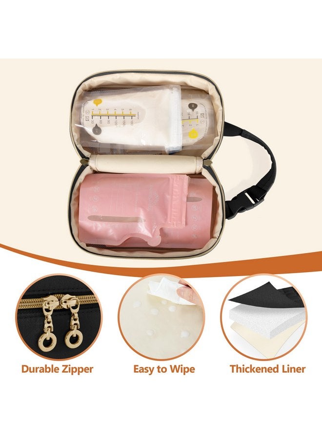 Damero Damero Breastmilk Cooler Bag with 4 Ice Packs -Breastmilk Cooler Travel Bag Organizer with Detachable Buckle Handle for Daycare and Breastfeeding Mom,Black  - Image 2