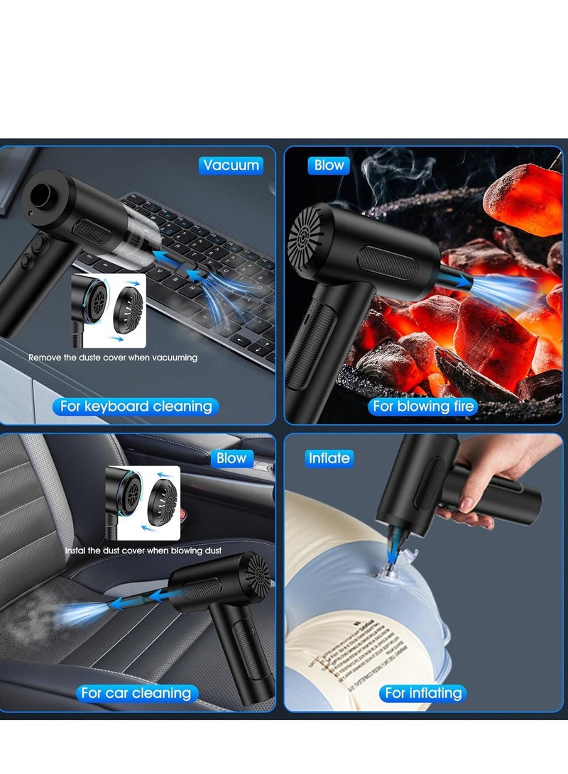 Compressed Air Duster, 100000RPM Handheld Car Vacuum/Air Blower& Pump, 3 Gear Adjustable Electric Air Duster/Car Vacuum Cleaner, Keyboard Duster with LED Light-10 Kits Air Blower for Computer - Image 5