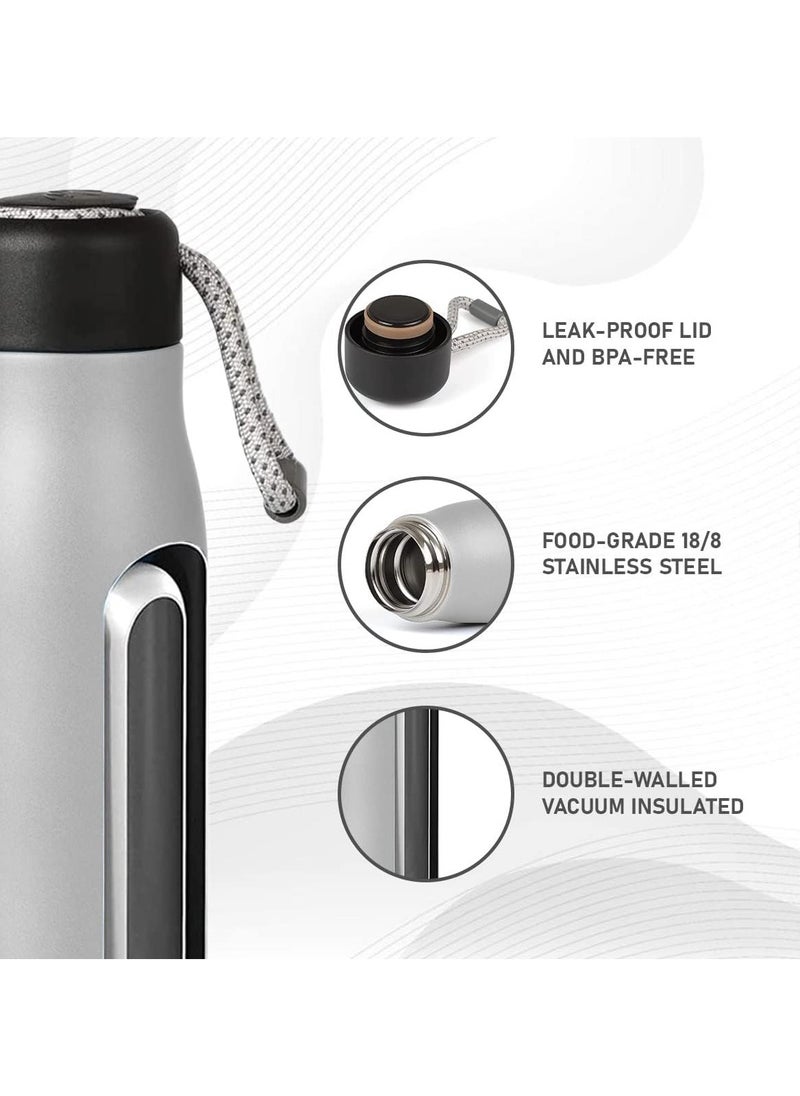 QSHOP Qshop Portable Sports Water Bottle with Lid 304 Stainless Steel Vacuum Insulated Leak Proof BPA Free for School Kids Eco Friendly Insulated Cup Keeps Water Hot or Cold 550ml  - Image 4