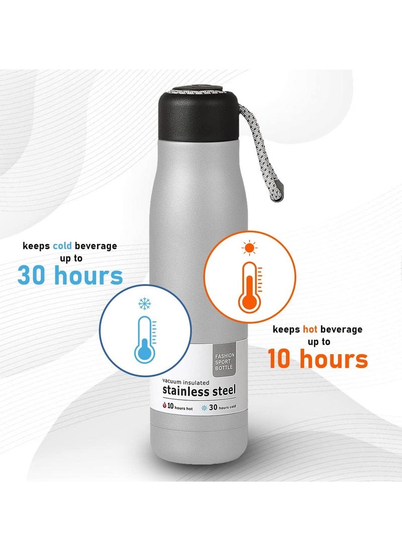 QSHOP Qshop Portable Sports Water Bottle with Lid 304 Stainless Steel Vacuum Insulated Leak Proof BPA Free for School Kids Eco Friendly Insulated Cup Keeps Water Hot or Cold 550ml  - Image 5