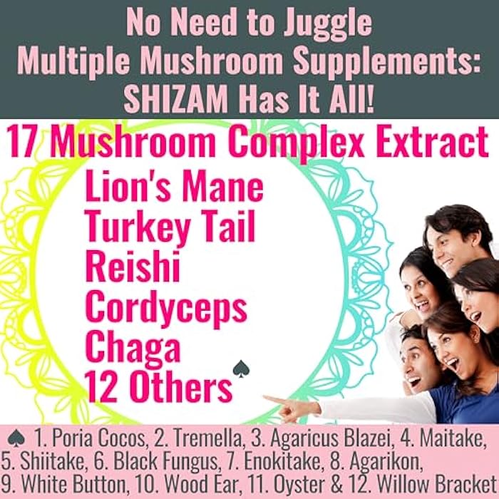 SHIZAM 17 Mushroom Complex Gummies for Adults Chaga Lions Mane Cordyceps Reishi Lion's Mane Turkeytail Turkey Tail, Better Daily Supplement Alt for Capsules & Powder Vitamins Super-Food Blend 10 - Image 3