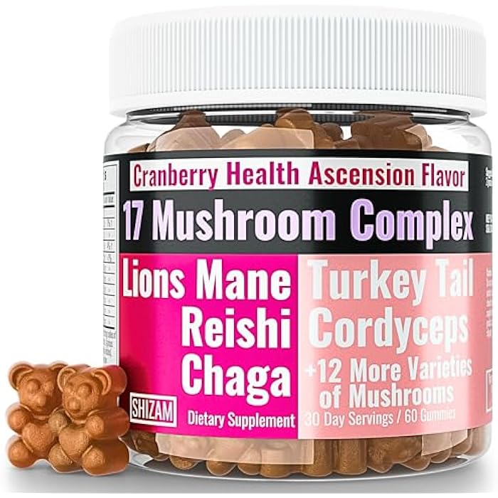 SHIZAM 17 Mushroom Complex Gummies for Adults Chaga Lions Mane Cordyceps Reishi Lion's Mane Turkeytail Turkey Tail, Better Daily Supplement Alt for Capsules & Powder Vitamins Super-Food Blend 10 - Image 1