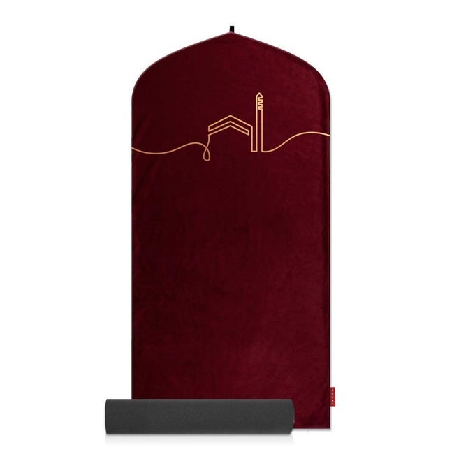 EASICLEAN INDOOR PRAYER MAT KAABA COLLECTION COMFITPLUS KAABA MAROON PADDED MEMORY FOAM PRAYER RUG MUSLIM ISLAMIC PRAYER RUGS
