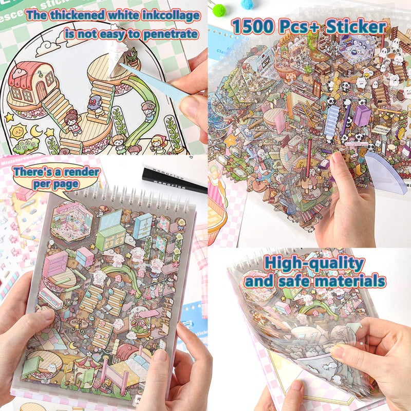 QIYEELOO Sticker Book Activity, 20 Sets (1500+) DIY 3D Scene Stickers, Reusable Sticker Book, Mix and Match Creative Sets, Waterproof for All Surfaces, Ultimate Craft Supplies & Party Favors - Image 3