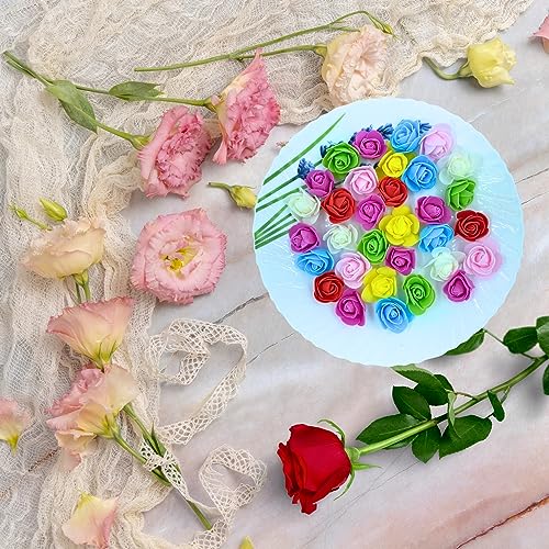Tdas Artificial Flowers for Home Decoration - Ideal House Decoration Items for Pooja Room, Ganpati Festivals - Foam Rose Flower Needs - Perfect Backdrop for Pooja Decorations – 100 pcs (Multicolor) - Image 2