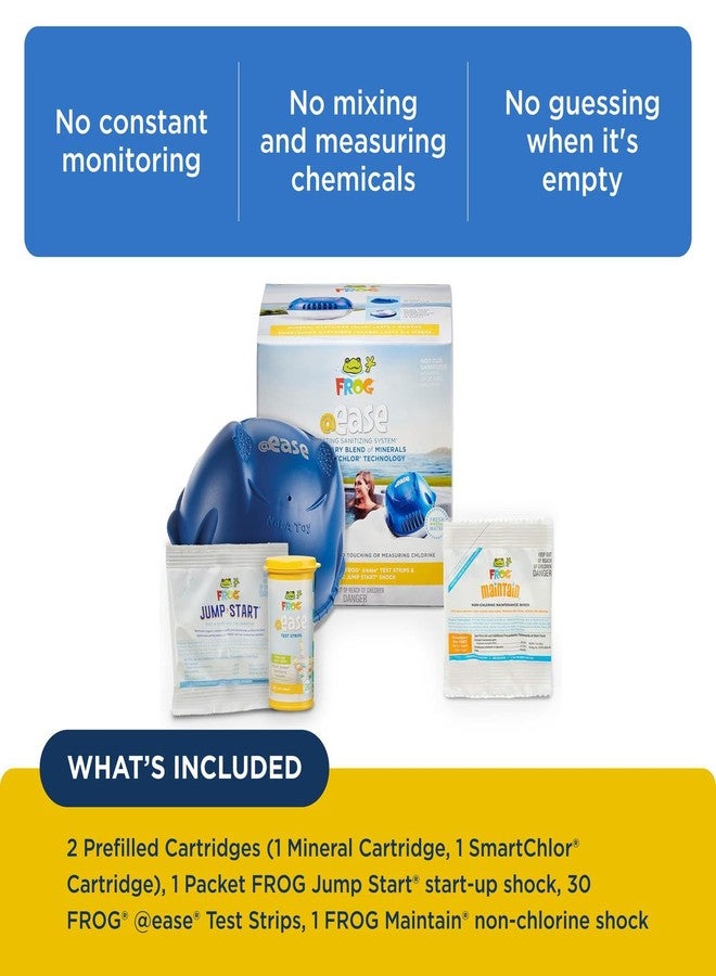 فروغ نظام التعقيم العائم FROG @Ease لأحواض الاستحمام الساخنة حتى 600 جالون، معقم سبا ذاتي التنظيم + عبوة واحدة من معالج الصدمة الخالي من الكلور FROG Maintain، خالٍ من حمض السيانوريك - Image 3