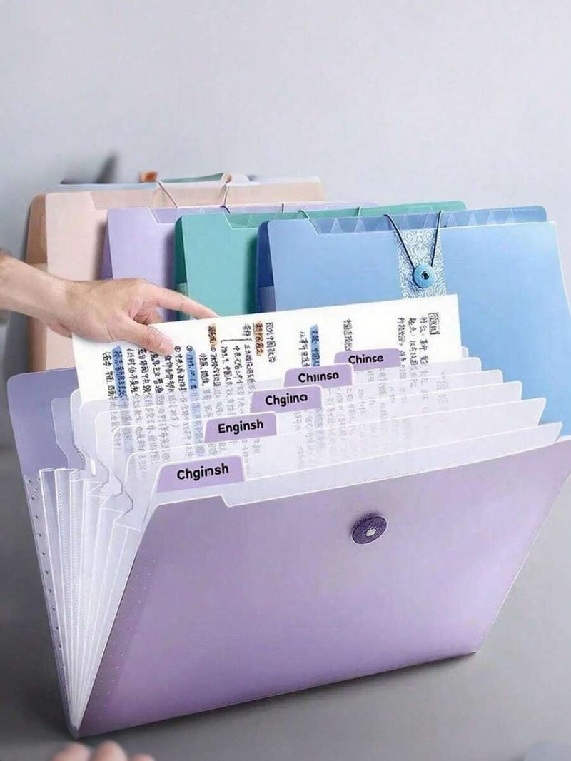 Shein A4 Multi-Subject Divider File Folder - 5-Section Colored File Organizer with Labels, Student/Office Document Storage (Macaron Colors), 1pc - Image 3
