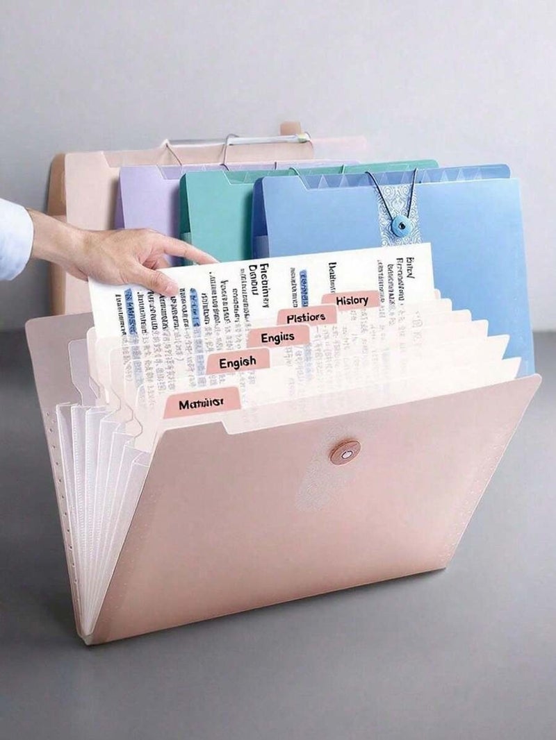 Shein A4 Multi-Subject Divider File Folder - 5-Section Colored File Organizer with Labels, Student/Office Document Storage (Macaron Colors), 1pc - Image 1