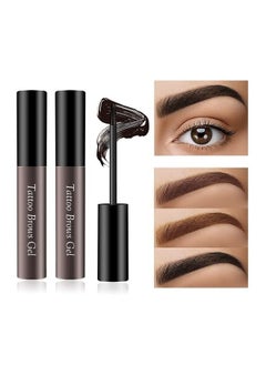 2 Pcs Peel Off Tattoo Eyebrow Gel, Natural Eye-brow Gel Long-Lasting Waterproof Eyebrow Peel Off Tattoo Brow Tattoo Makeup, Eyebrow Tattoo Peel Off for All Types of Eyebrows (Gray Brown)