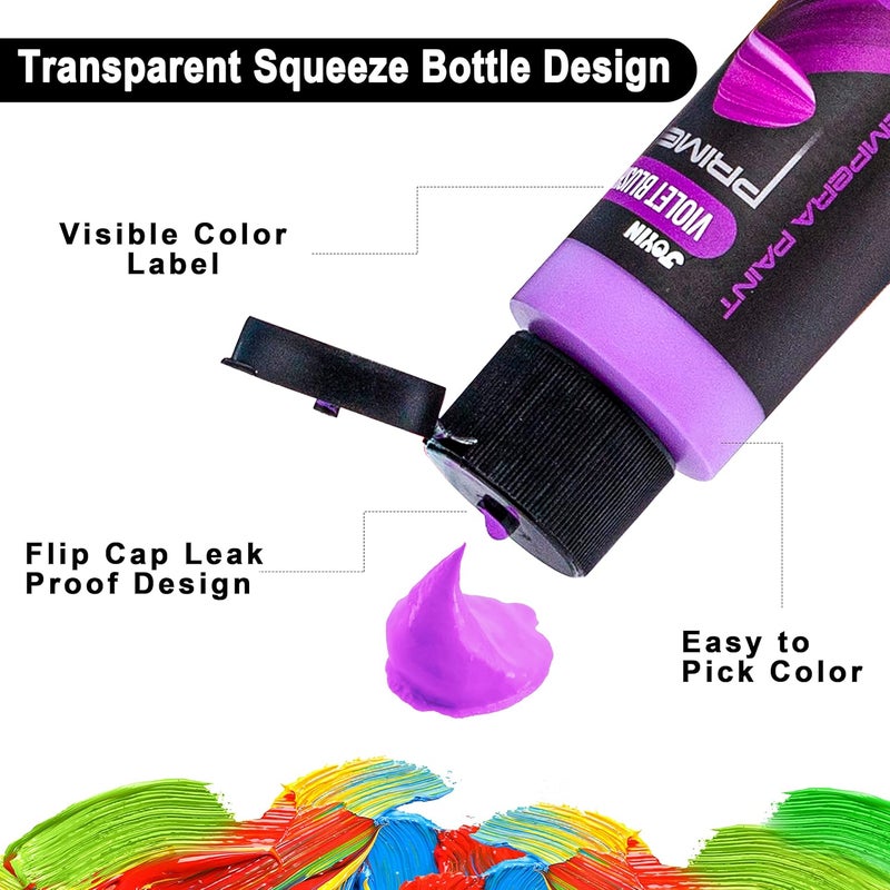 JOYIN 12PCS Washable Kids Tempera Paint Set (2 oz Each), Liquid Poster Paint With 6 Brushes, 2 Palette & 1 Clean Bucket, Non-Toxic for Finger Painting, Hobby Painters - Image 3