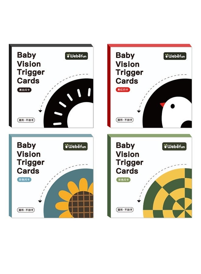 Bebiland Black and White High Contrast Baby Flash Cards, Tummy Time Newborn Toy, Chewable Tear-proof Paper, 4-Piece 72-Page Visual Card Set for Infants Ages 0-36 Months - Image 1