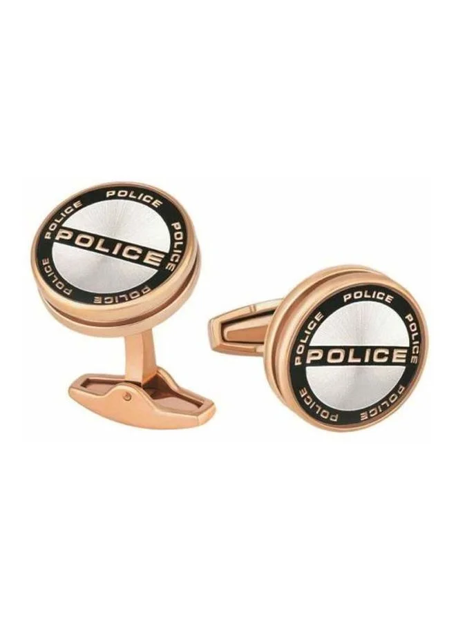 POLICE Rose Gold Stainless Steel Cufflinks for Men