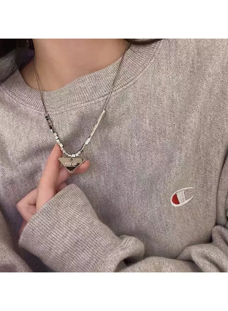 Goolsky Titanium Steel Triangle & Square Necklace – Unisex Hip-Hop Streetwear Chain, Fade-Resistant Hoodie Accessory  - Image 1