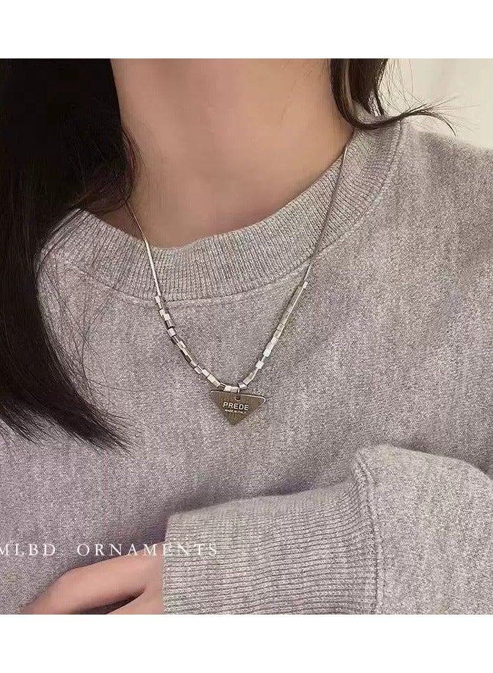 Goolsky Titanium Steel Triangle & Square Necklace – Unisex Hip-Hop Streetwear Chain, Fade-Resistant Hoodie Accessory  - Image 2