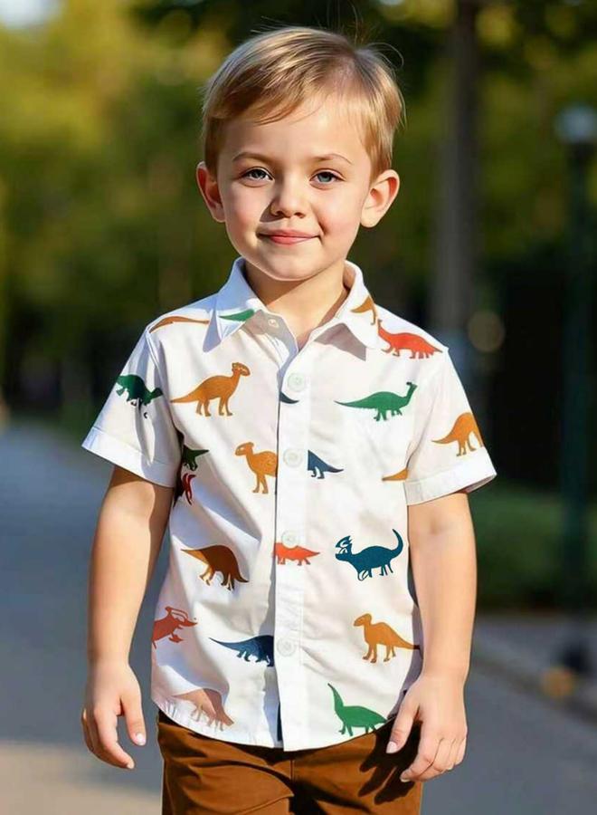 Take Two Boys Dinosaur Graphic Print Shirt and Shorts Set - Image 4