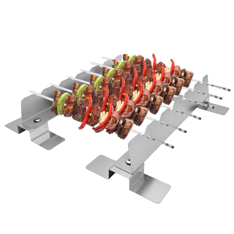 YUJIASH 2 Pack Stainless Steel Skewer Rack Anti Tip Skewer Holder Set with Reinforced Base for BBQ Kabob Grilling Accessories - Image 1
