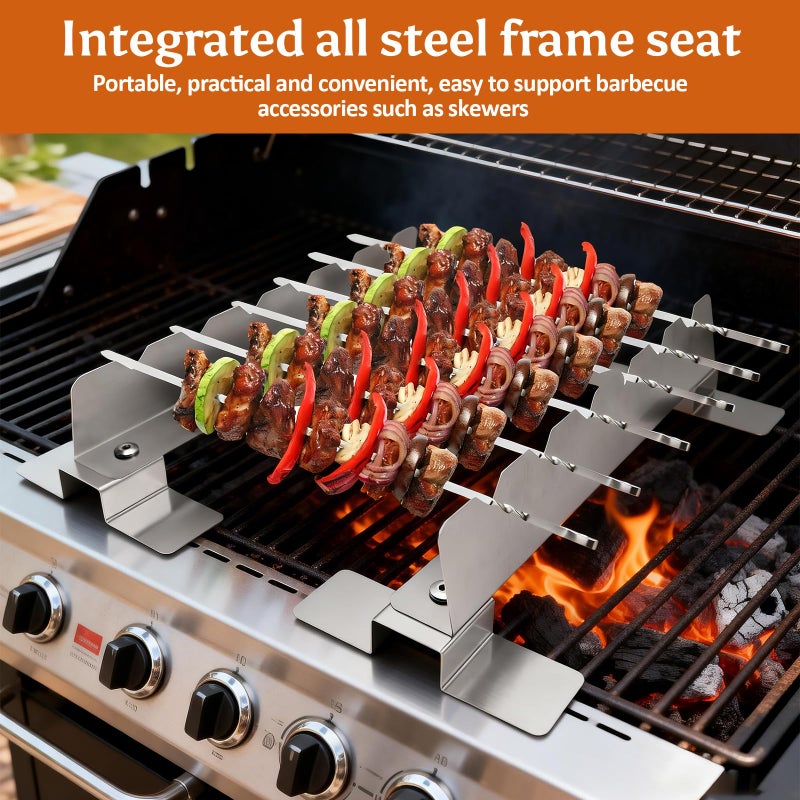 YUJIASH 2 Pack Stainless Steel Skewer Rack Anti Tip Skewer Holder Set with Reinforced Base for BBQ Kabob Grilling Accessories - Image 2