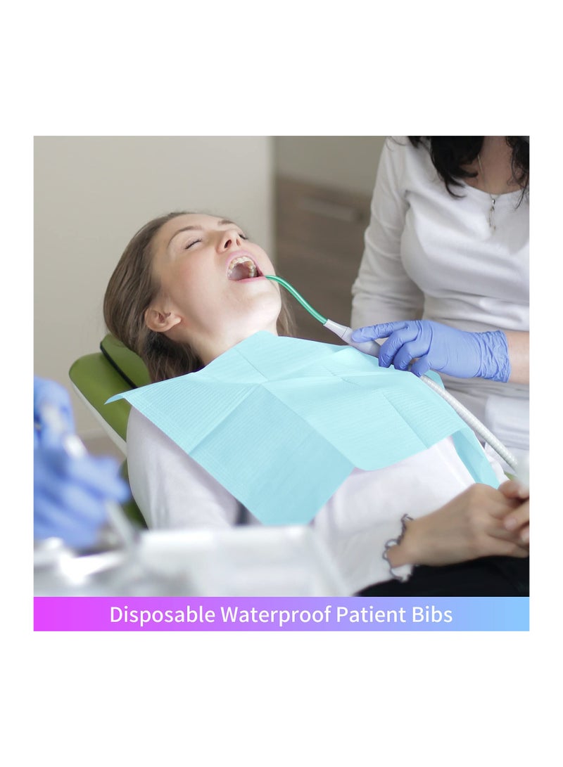 KASTWAVE مريلة أسنان للاستخدام مرة واحدة، مريلة وشم مقاومة للماء مكونة من 3 طبقات لعيادة الأسنان ومحطة الوشم وصالون التجميل، باللون الأزرق (عبوة من 125 قطعة - 13 بوصة × 18 بوصة) - Image 5