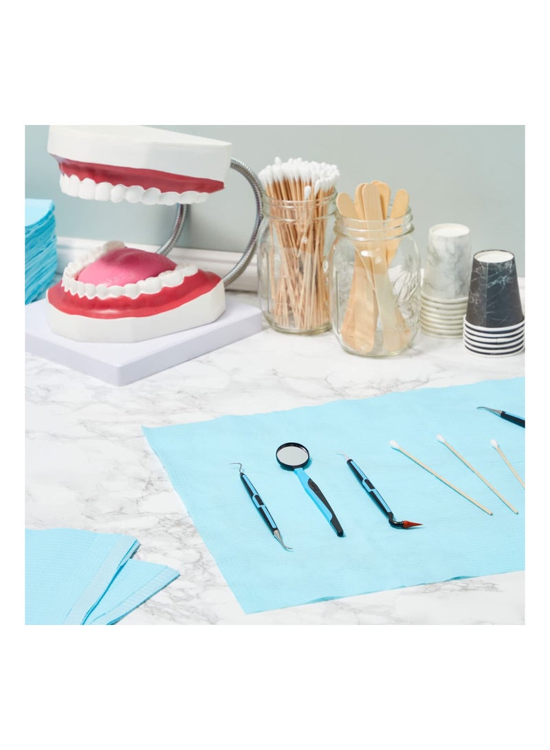 KASTWAVE مريلة أسنان للاستخدام مرة واحدة، مريلة وشم مقاومة للماء مكونة من 3 طبقات لعيادة الأسنان ومحطة الوشم وصالون التجميل، باللون الأزرق (عبوة من 125 قطعة - 13 بوصة × 18 بوصة) - Image 4