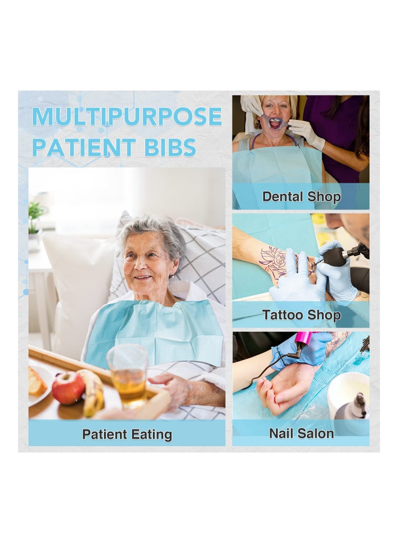 KASTWAVE مريلة أسنان للاستخدام مرة واحدة، مريلة وشم مقاومة للماء مكونة من 3 طبقات لعيادة الأسنان ومحطة الوشم وصالون التجميل، باللون الأزرق (عبوة من 125 قطعة - 13 بوصة × 18 بوصة) - Image 3