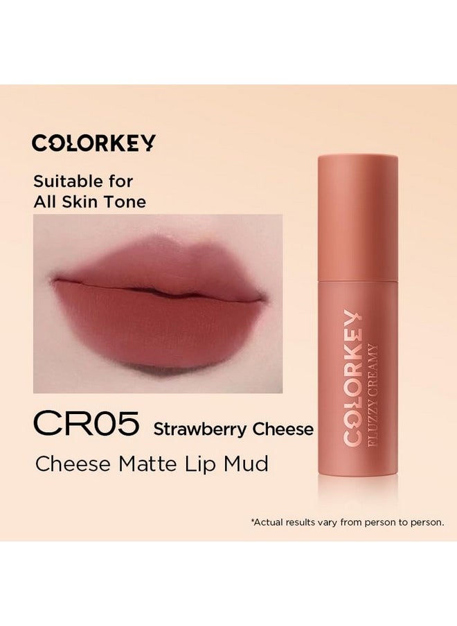 COLORKEY - COLORKEY Cheese Matte Lip Mud, Long Lasting,Creamy Matte Finishs, Lipstick, Non-Sticky, Waterproof, Smudge-Proof(CR05 Strawberry Cheese, 2.5g) - Image 1