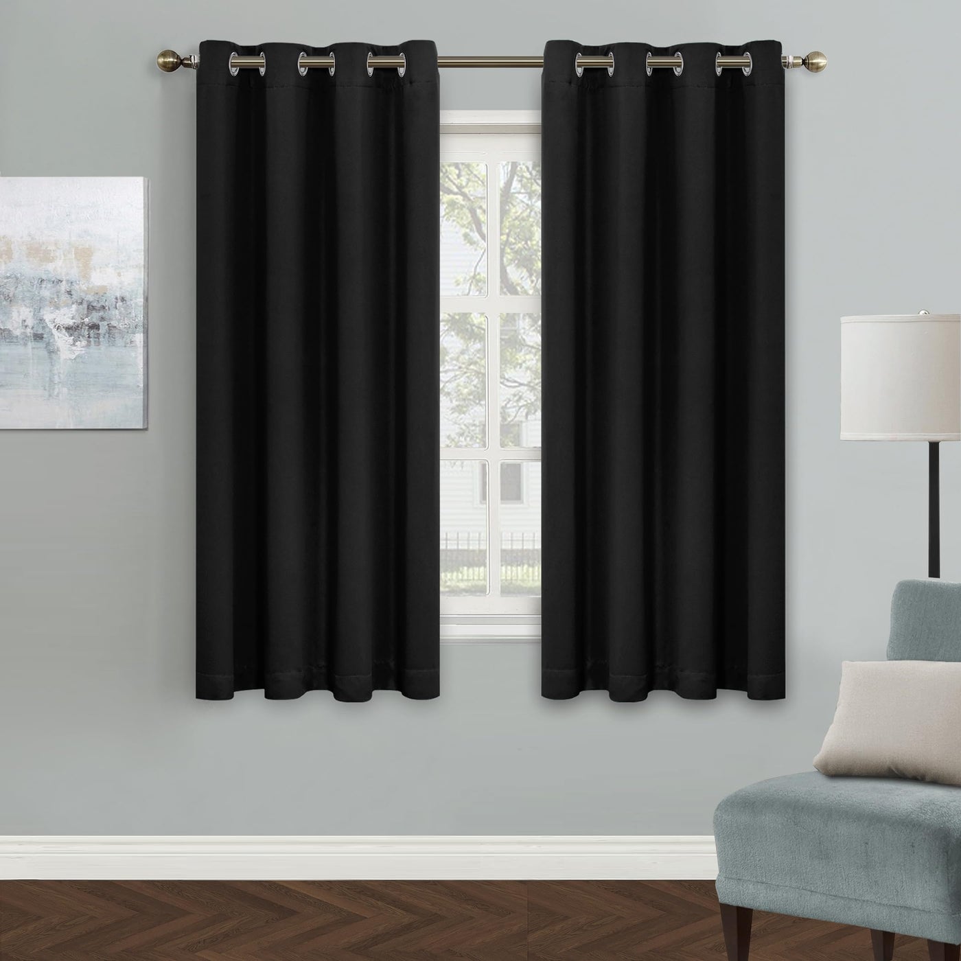 MYSKY HOME Black Out Curtains: Living Room & Bedroom, 52x63 Inch, Thermal Insulated, Grommet, Room Darkening