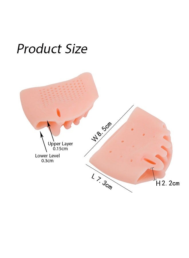 1 Pair Silicone Forefoot Pads, Adults Hallux Valgus Orthopedic, Soft Breathable Foot Protector, Forefoot Cushioning Shoe Support, Toe Separator, Toe Corrector, Toe Spacer, Metatarsal Pads, Reusable Pain Relief Insole White  - Image 2