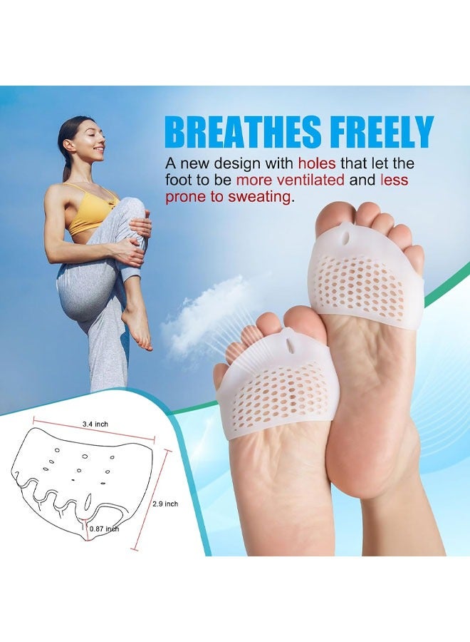 1 Pair Silicone Forefoot Pads, Adults Hallux Valgus Orthopedic, Soft Breathable Foot Protector, Forefoot Cushioning Shoe Support, Toe Separator, Toe Corrector, Toe Spacer, Metatarsal Pads, Reusable Pain Relief Insole White  - Image 4