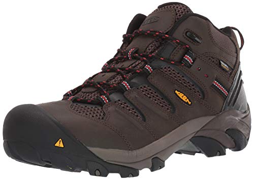 KEEN Utility أحذية العمل المتوسطة الارتفاع للرجال من كين يوتيليتي، حذاء مقاوم للماء برباط فولاذي، كاسكيد براون بريندل 12 - Image 1