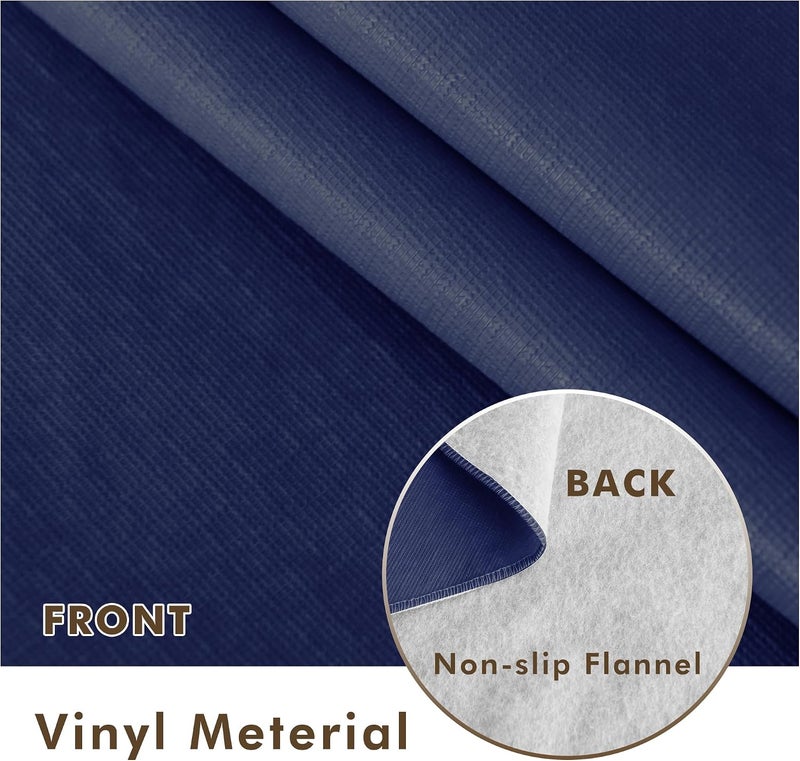 Nasitos 2 Pack Round Vinyl Tablecloth 60 Inch - Navy With Flannel Backing for Circular Tables, Dining, Buffet, Parties, Graduation - Disposable - Image 3