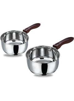 VINOD Vinod Stainless Steel Milkpan/Saucepan Set of 2-1 Litre and 1.6 Litre, Tea/Chai Pan, Riveted Sturdy Handles, Induction and Gas Stove Friendly, SAS Bottom  - Image 1
