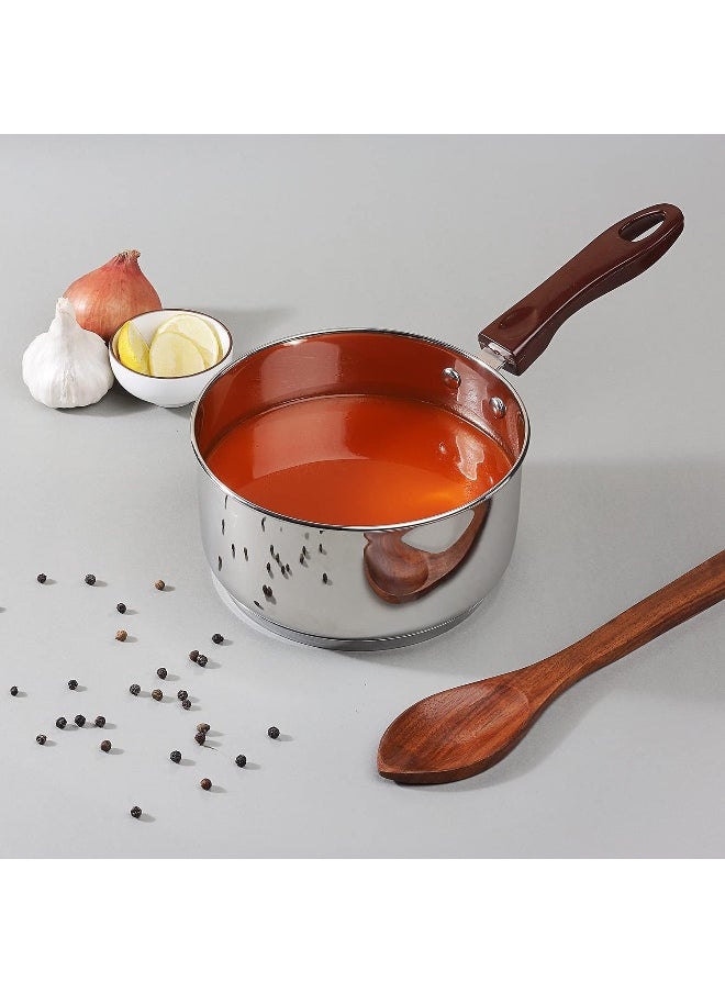 VINOD - Vinod Stainless Steel Milkpan/Saucepan Set of 2-1 Litre and 1.6 Litre, Tea/Chai Pan, Riveted Sturdy Handles, Induction and Gas Stove Friendly, SAS Bottom - Image 1