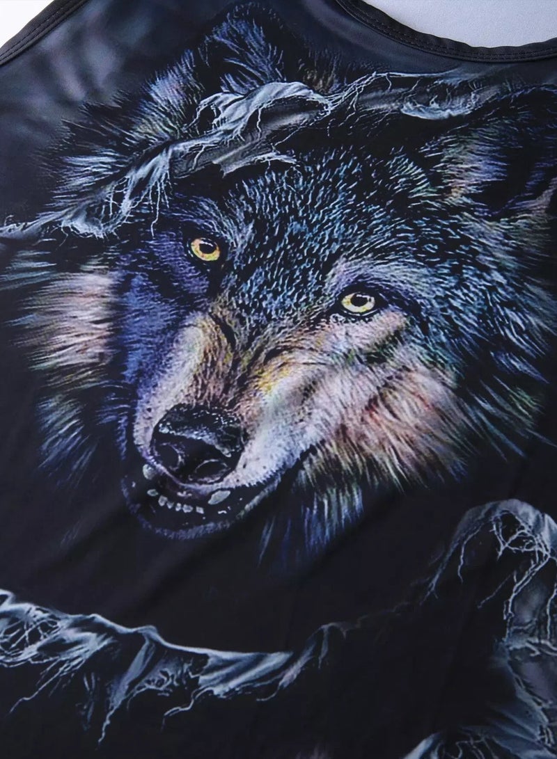 Men 3D Wolf Print Tank Top - Image 3