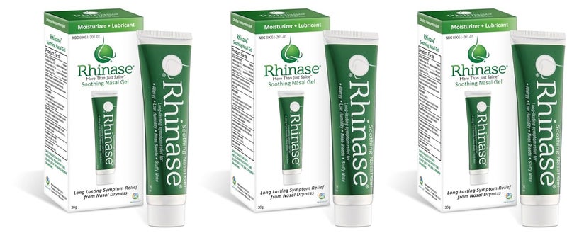 Rhinase Saline Nasal Gel 3 Pack - 1 oz Each - Allergy - Nosebleed - Low Humidity. Great Way to Prevent nosebleeds Caused by Nasal Dryness