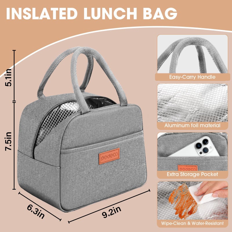 PEDECO Bento Box Set with Lunch Bag, Lunch Containers for Women&Men&Kids. Leakproof 3-Compartment and 2-Tier Stackable Container with Portable Sauce Pod, Microwave/Dishwasher Safe, BPA-Free (Green) - Image 3