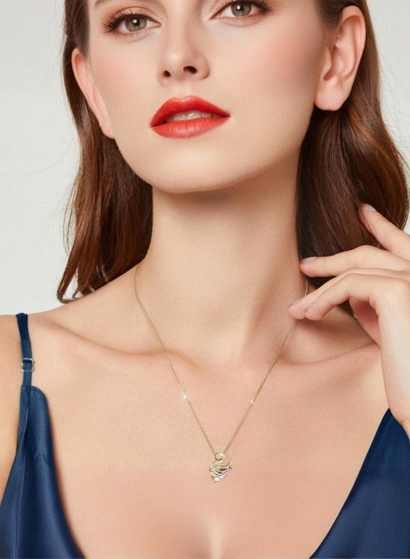 قلادة أنيقة مرصعة بالكريستال من فولاذ التيتانيوم المطلي بالذهب عيار 18 قيراطًا، قلادة نسائية، هدية عيد ميلاد مناسبة لعيد الحب، مناسبة للفتيات. - Image 3