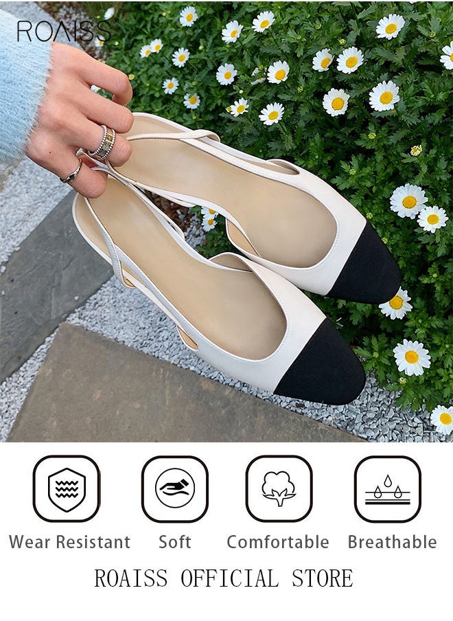 Womens Slingback Pumps Pointed Toe Low Heel Women's Stiletto High Heels French Sandals Women Chunky Low Heel Pumps