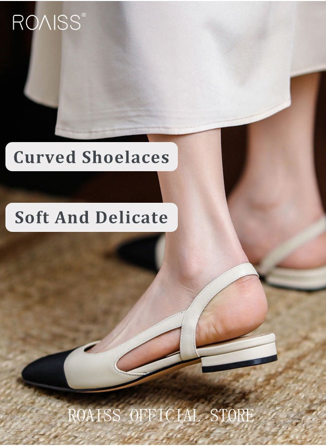 Womens Slingback Pumps Pointed Toe Low Heel Women's Stiletto High Heels French Sandals Women Chunky Low Heel Pumps
