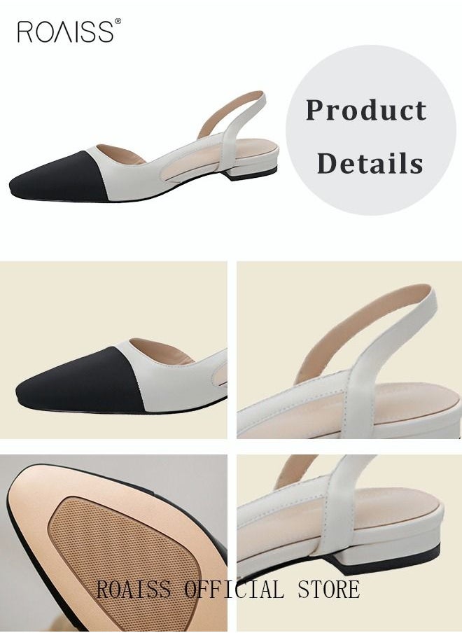 Womens Slingback Pumps Pointed Toe Low Heel Women's Stiletto High Heels French Sandals Women Chunky Low Heel Pumps