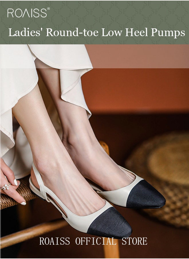 Womens Slingback Pumps Pointed Toe Low Heel Women's Stiletto High Heels French Sandals Women Chunky Low Heel Pumps