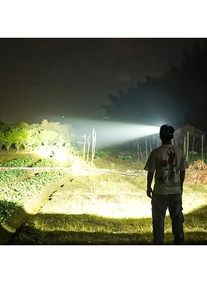 K71 Golden B Smiling Shark Hard Hat Head Light Rechargeable LED Headlamp 4 Modes Adjustable - Image 4