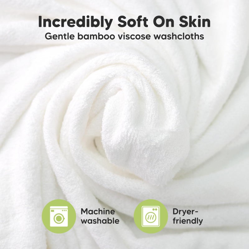 KeaBabies 6-Pack Baby Washcloths - Soft Absorbent Viscose from Bamboo Wash Cloths for Babies, Kids, Toddlers, Infant, Newborn Bath Towels, Gentle on Sensitive Skin, 10x10 Reusable Face Towels (White/Stone) - Image 2