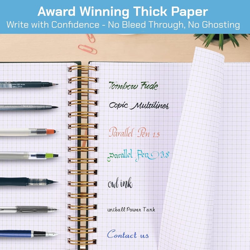 Amanple Graph Paper Notebook, 8.5” x 11” Graphing Notebook, 300 Pages, Large Hardcover Grid Notebook Journal, Graph Paper Spiral Notebook with Thick Paper, Pockets for School and Office Supplies, Hot Pink - Image 4