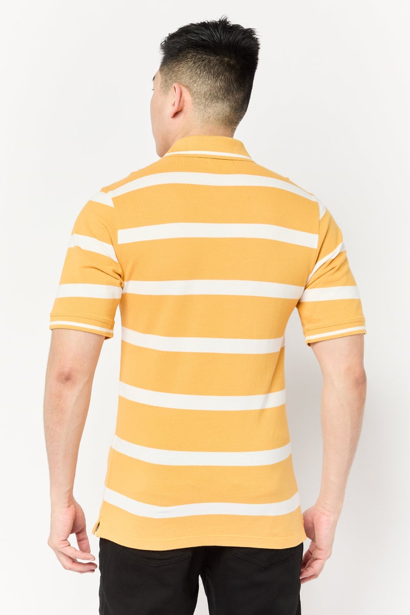 DOCKERS Men Slim Fit Stripe Short Sleeves Polo Shirt, Orange  - Image 2