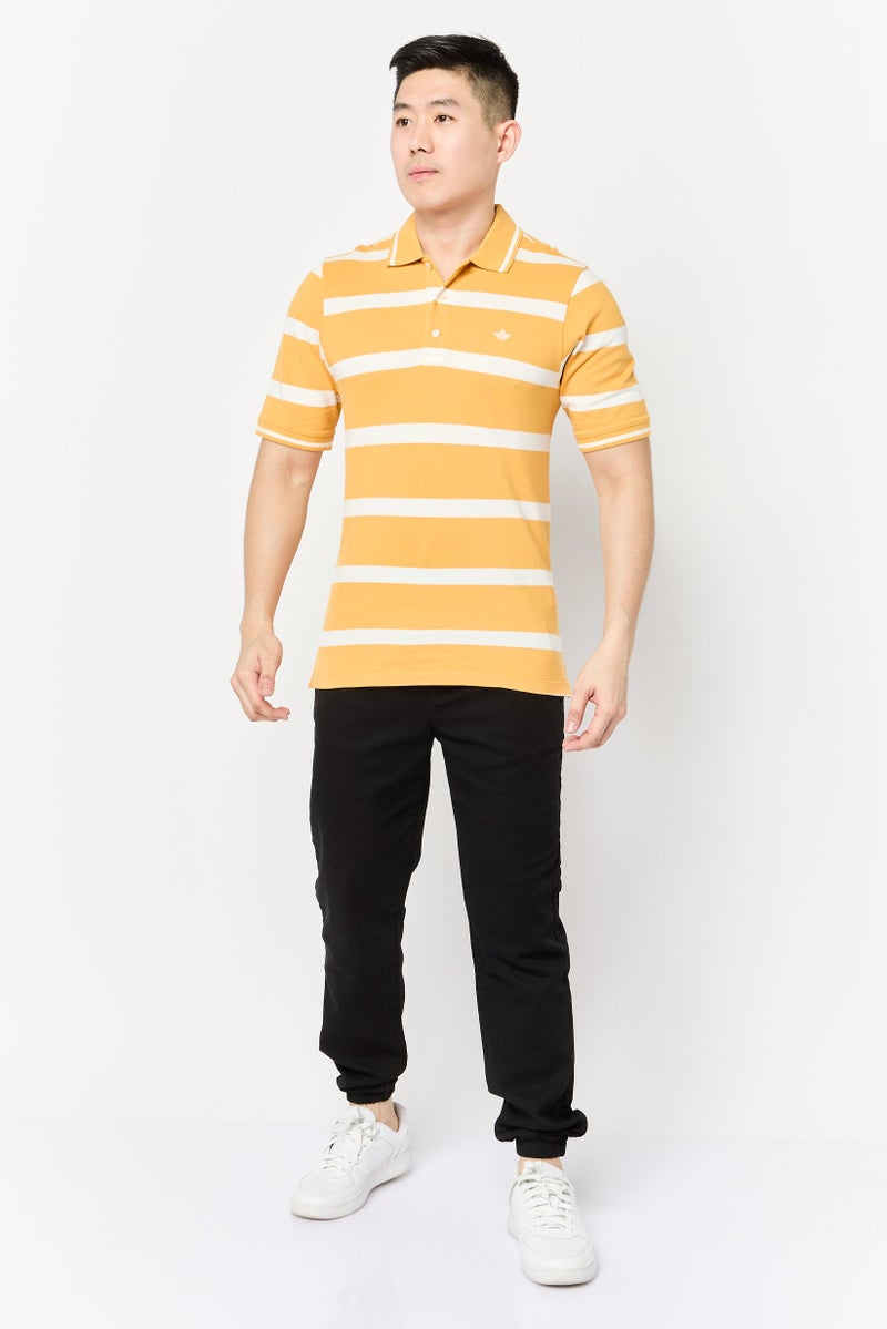 DOCKERS Men Slim Fit Stripe Short Sleeves Polo Shirt, Orange - Image 4