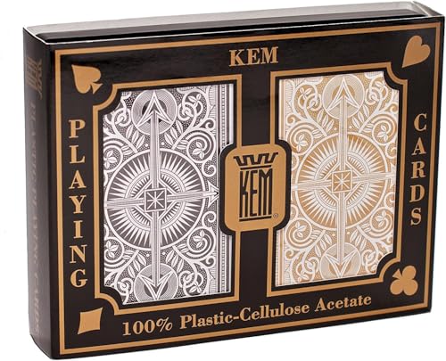 Kem Playing Cards Arrow Black and Gold Bridge Size Jumbo Index Playing Cards Arrow BlackGold 1017402 - Image 1