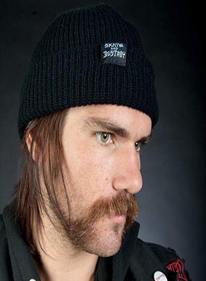 Thrasher Magazine Skategoat/Skate And Destroy Black Beanie Hat - Image 4