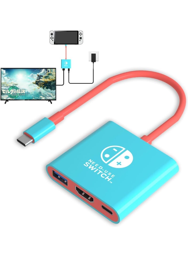 Dock for Nintendo Switch Docking Station Portable Switch TV Dock Adapter Compatible Nintendo Switch/OLED/Steam Deck Support Switch TV Mode with HDMI2.0 Replacement Travel Dock for Switch