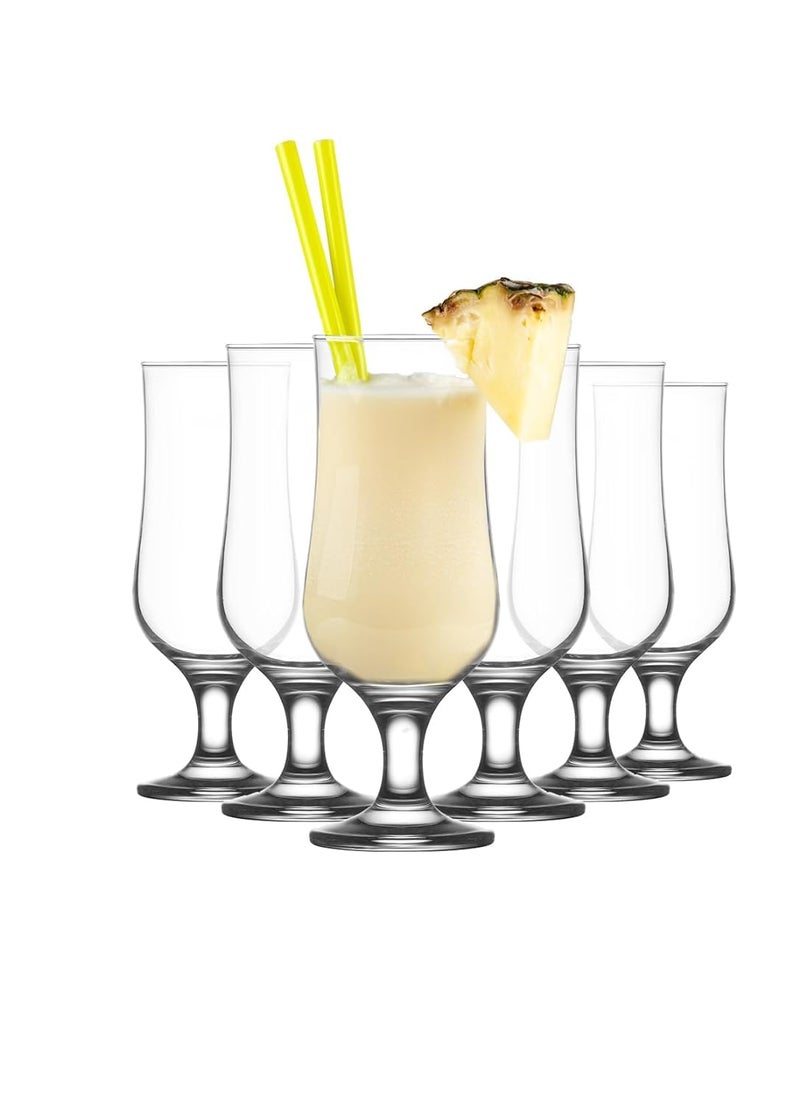 BLISS START 350ml Hurricane Glass Water Juice Cocktails Alcohoic Drinks Pina Coladas Daiquiris Smoothies Brandy Liquor Mixed Drinks Wine Mojito GlassSet of 6 - Image 1